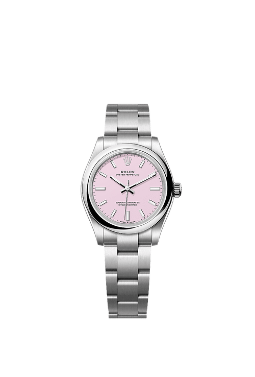 Unworn 2025, Rolex Oyster Perpetual, Oystersteel, 31mm, Candy pink dial, Domed Oyster, Ref# 277200-0009, box and papers
