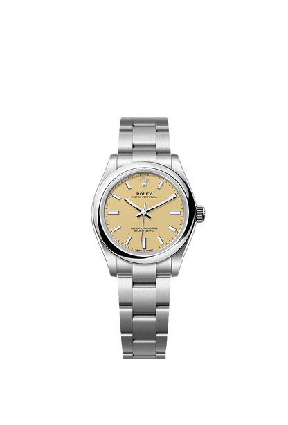 Unworn 2025, Rolex Oyster Perpetual, Oystersteel, 31mm, Beige dial, Domed Oyster, Ref# 277200-0013, box and papers