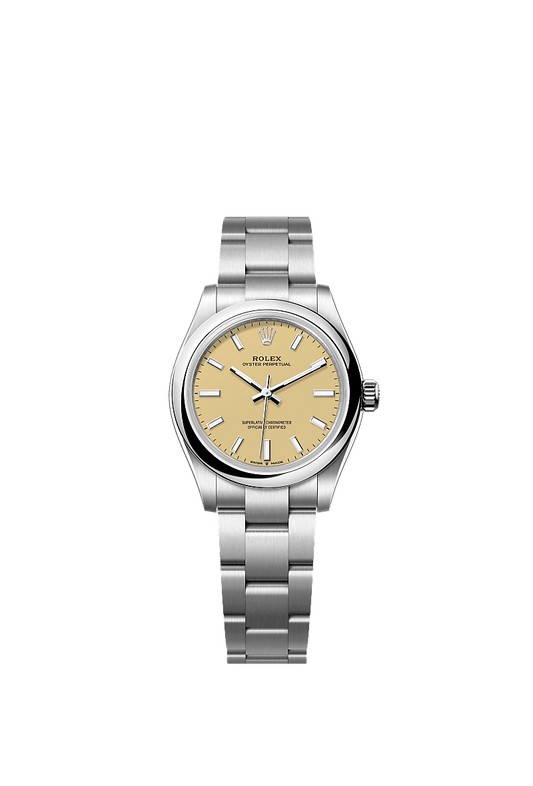Unworn 2025, Rolex Oyster Perpetual, Oystersteel, 31mm, Beige dial, Domed Oyster, Ref# 277200-0013, box and papers