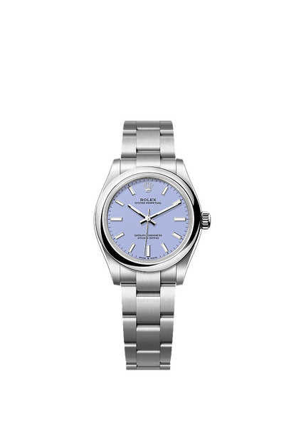 Unworn 2025, Rolex Oyster Perpetual, Oystersteel, 31mm, Lavender dial, Domed Oyster, Ref# 277200-0014, box and papers