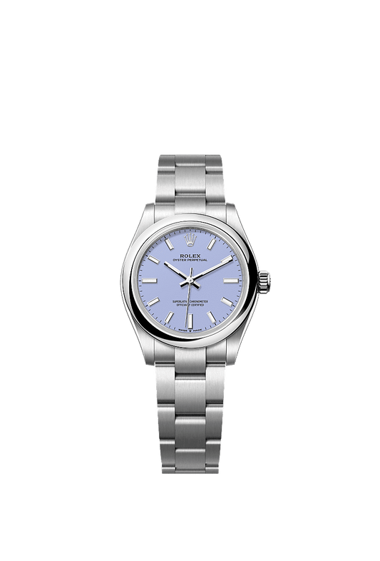 Unworn 2025, Rolex Oyster Perpetual, Oystersteel, 31mm, Lavender dial, Domed Oyster, Ref# 277200-0014, box and papers