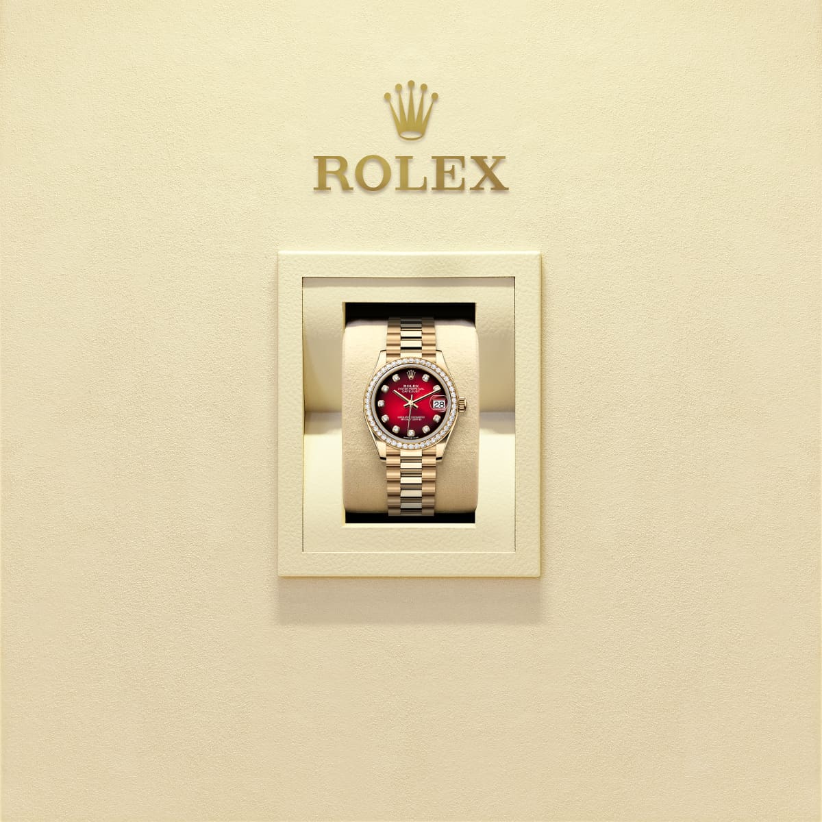 Unworn 2025, Rolex Datejust 31, 18k Yellow Gold, Diamond, Ref# 278288rbr-0041, box and papers