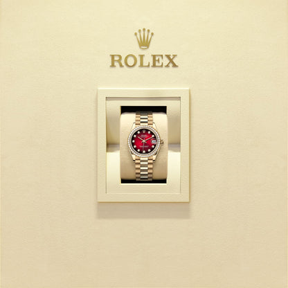 Unworn 2025, Rolex Datejust 31, 18k Yellow Gold, Diamond, Ref# 278288rbr-0041, box and papers