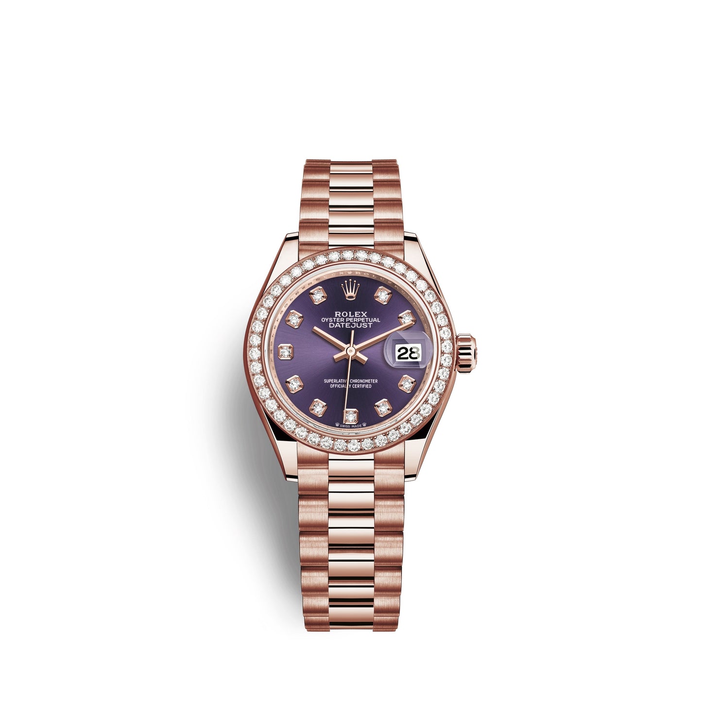 Rolex Lady-Datejust 28, 18kt Everose Gold and diamonds, Ref# 279135RBR-0020