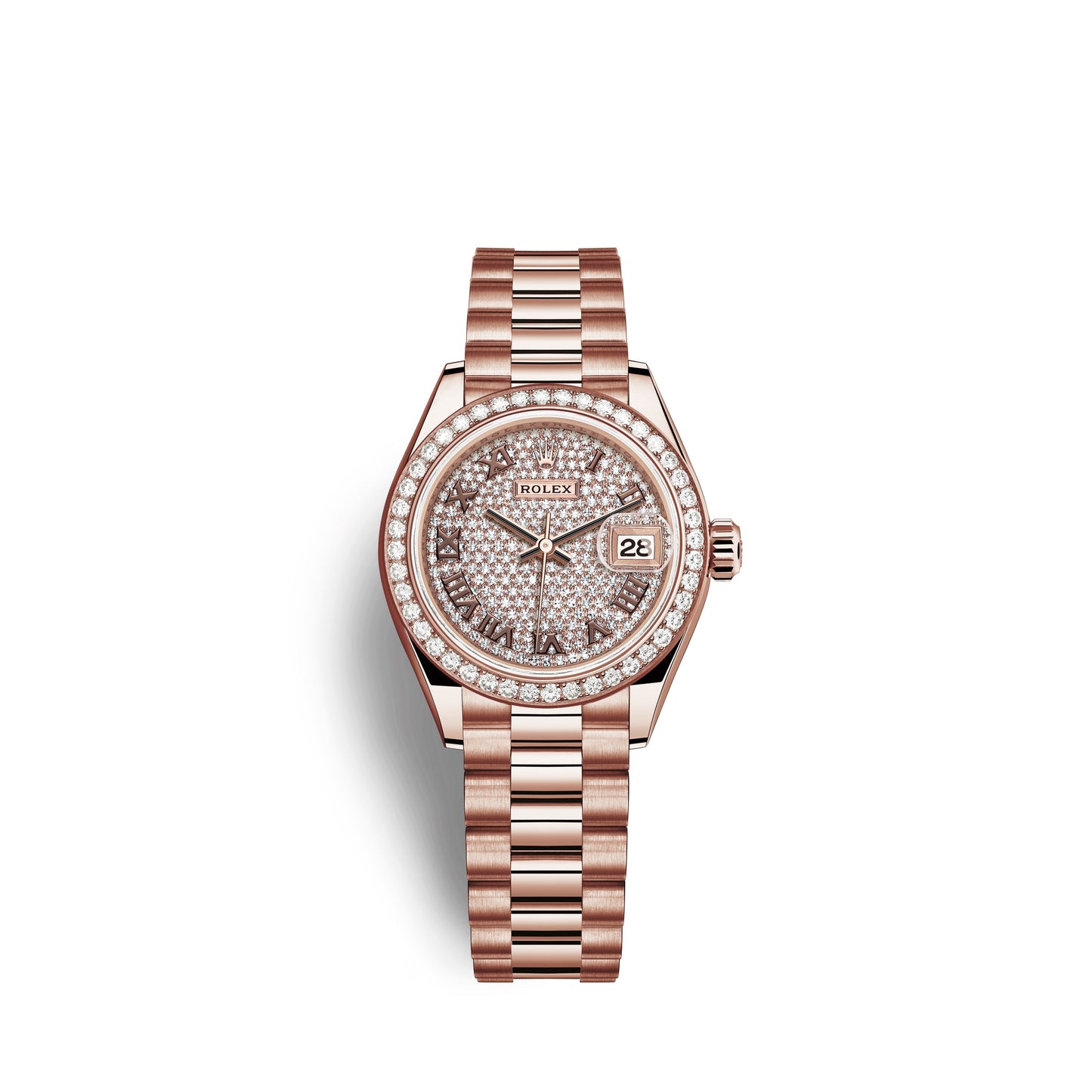 Rolex Lady-Datejust 28, 18kt Everose Gold and diamonds, Ref# 279135RBR-0021