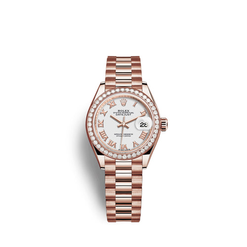 Rolex Lady-Datejust 28, 18kt Everose Gold and diamonds, Ref# 279135RBR-0023