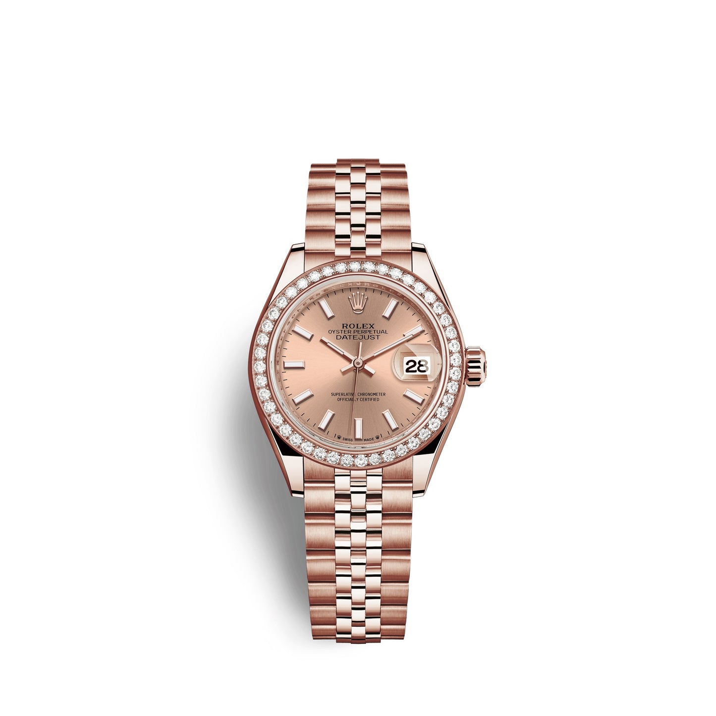 Rolex Lady-Datejust 28, 18kt Everose Gold and diamonds, Ref# 279135RBR-0026