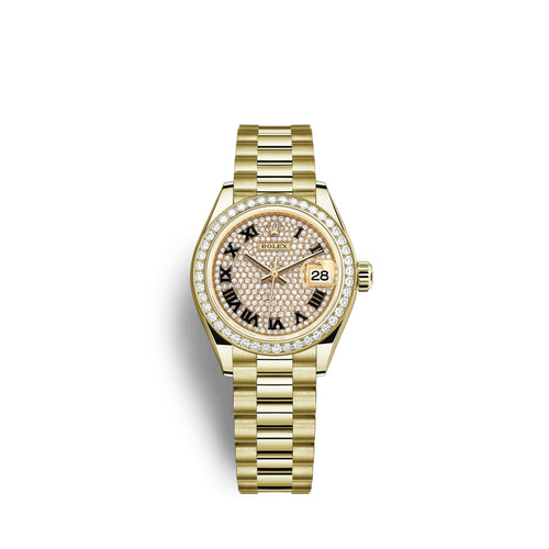 Rolex Lady-Datejust 28, 18kt Yellow Gold and diamonds, Ref# 279138RBR-0029
