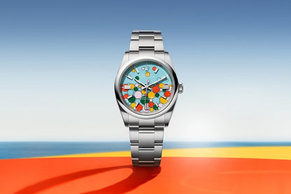 Rolex Oyster Perpetual 31, Turquoise blue, Celebration motif, Oystersteel, 31mm, Ref# 277200-0010