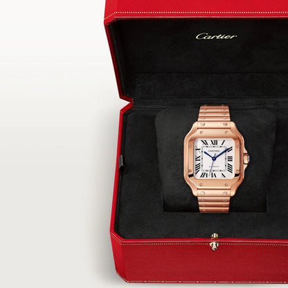 Unworn Cartier Santos de Cartier, 18k Rose Gold, 35.1mm, Ref# WGSA0031, box and papers