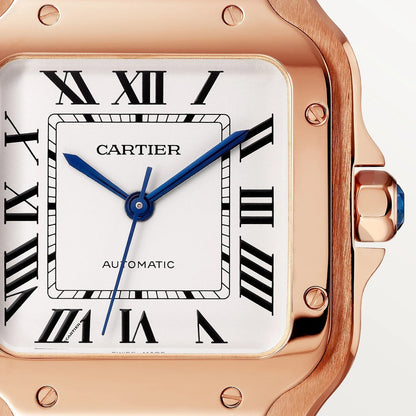 Unworn Cartier Santos de Cartier, 18k Rose Gold, 35.1mm, Ref# WGSA0031, box and papers