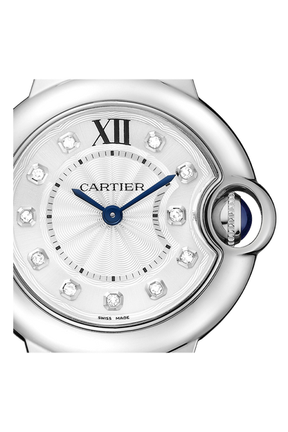 Unworn Cartier Ballon Bleu de Cartier, Stainless Steel and Diamonds, 28mm, Ref# W4BB0029, box and papers